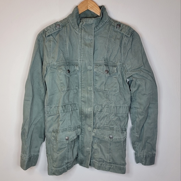 Levis Womens Green Utility Field Jacket Size XS Chore Military Pockets Button - Picture 1 of 11
